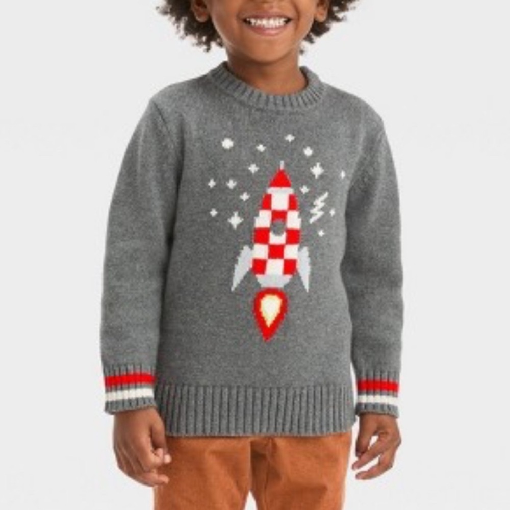 Cat & Jack Rocketship Sweater Heather Gray